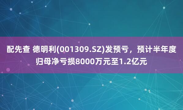 配先查 德明利(001309.SZ)发预亏，预计半年度归母净亏损8000万元至1.2亿元