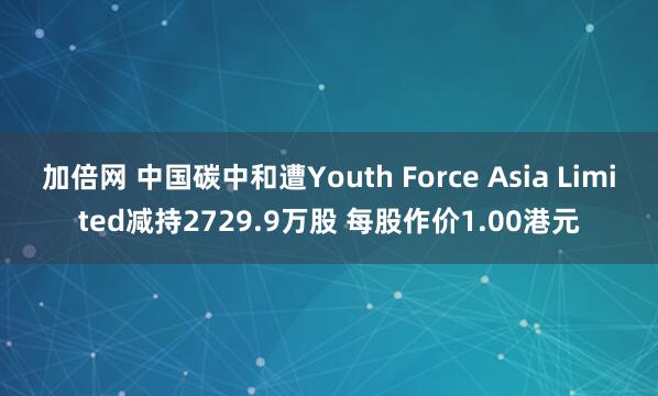 加倍网 中国碳中和遭Youth Force Asia Limited减持2729.9万股 每股作价1.00港元