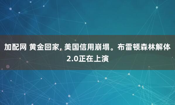 加配网 黄金回家, 美国信用崩塌。布雷顿森林解体2.0正在上演